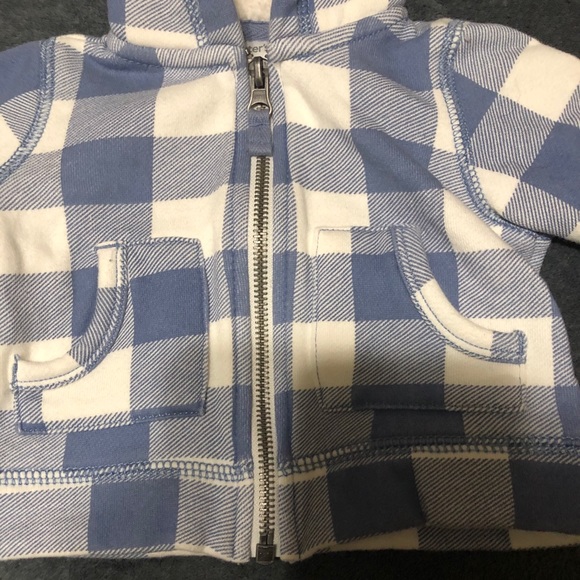‼️SOLD‼️Carter’s • White | Blue Plaid Design Jacket (3M) - Picture 3 of 6
